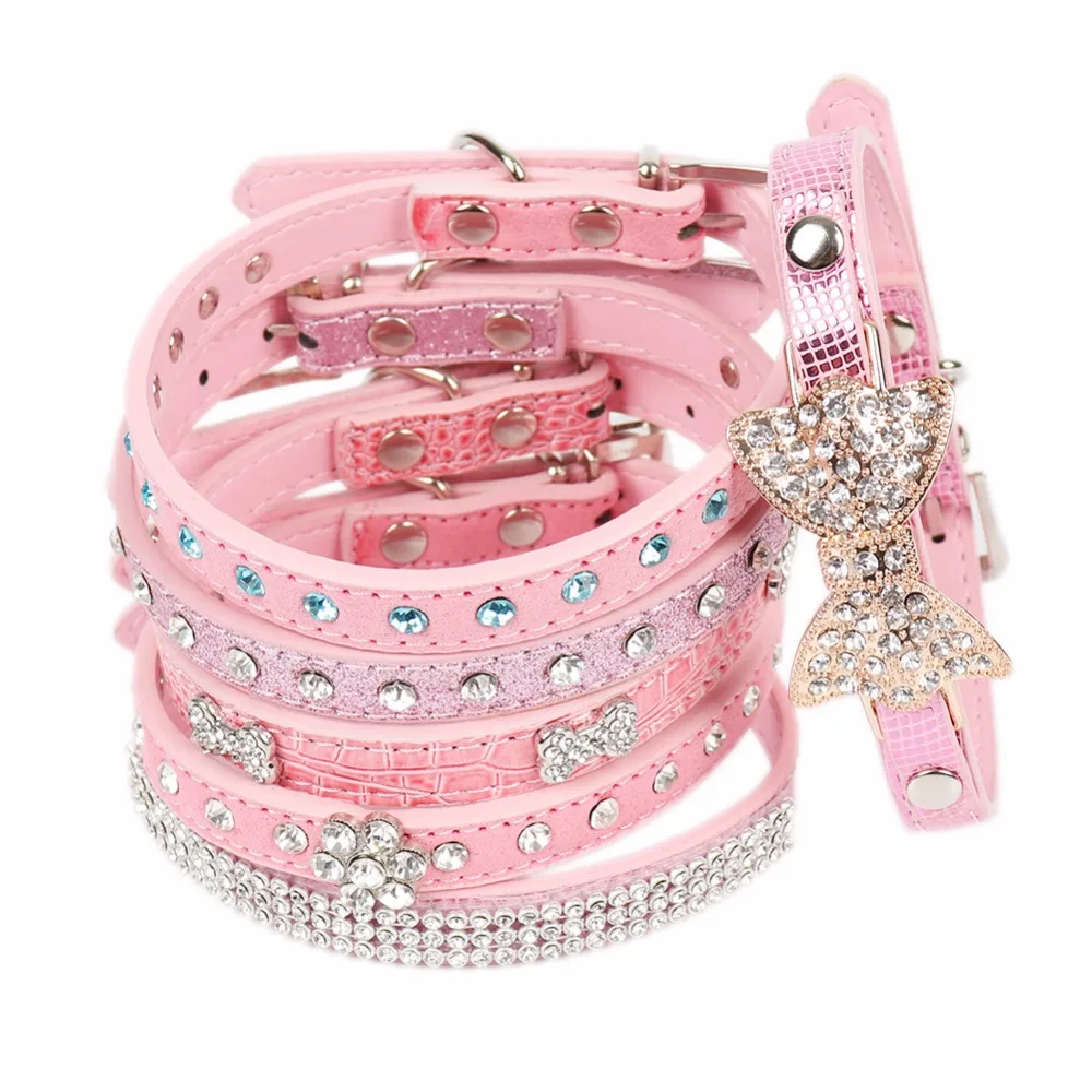 pink rhinestone cat collar