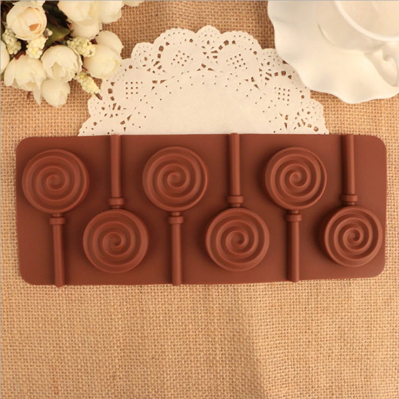 

GULUGULU Manual DIY6 even whirlpools silica gel lollipop various design 6 even smiling face the silicone baking mold7