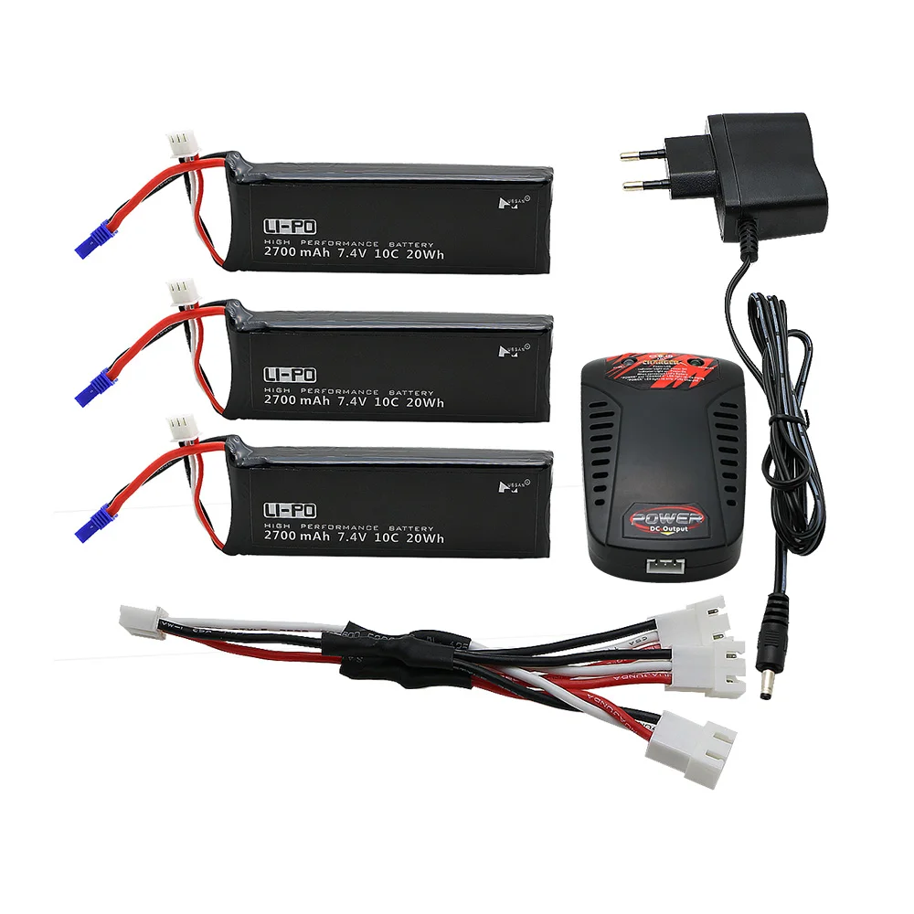 

3pcs 2S 7.4V 2700mAh 10C Hubsan H501S Lipo Battery W/ Cable for Hubsan H501C RC Quadcopter Brushless Motors Drone Parts