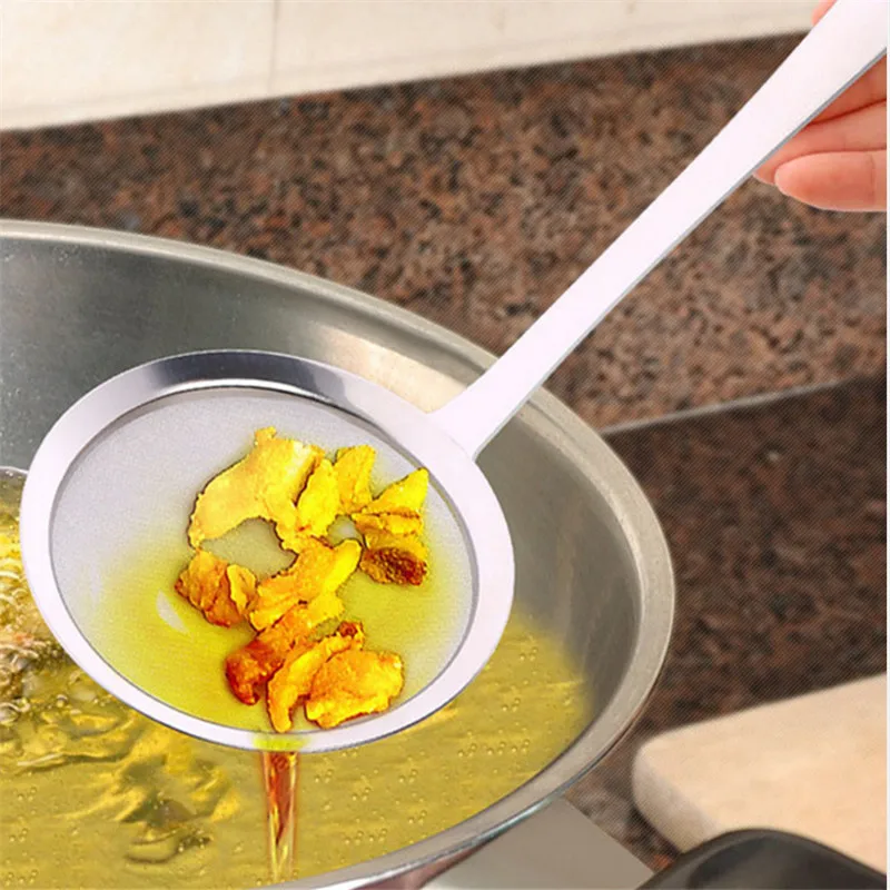 1pcs Stainless Steel Oil Residue Filter Spoon Kitchen Gadgets Mesh Skimmer Vegetable Drain Colander Accessories-S |