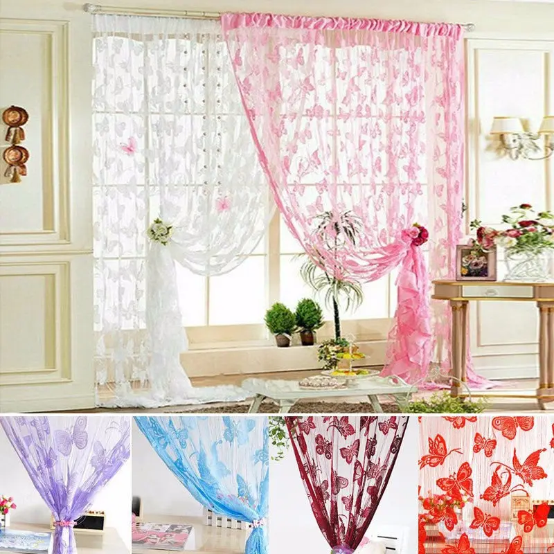 

Hot Sale Muticolor Line Butterfly Yarn for Bedroom/Living Room String Kitchen 100cmx200cm Door Curtain Decoration Home Textile