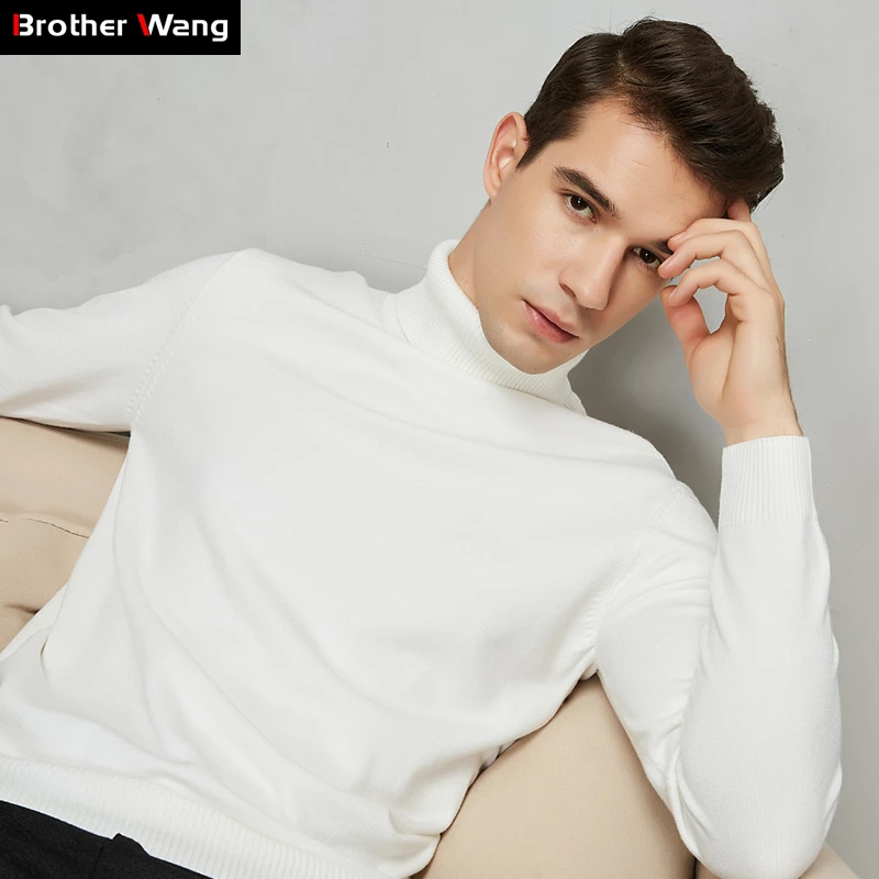 

8 Color Turtleneck Sweater Men 2019 Autumn Winter New Thick Warm Slim Fit Solid Color Pullover White Sweater Male Brand Red Blue
