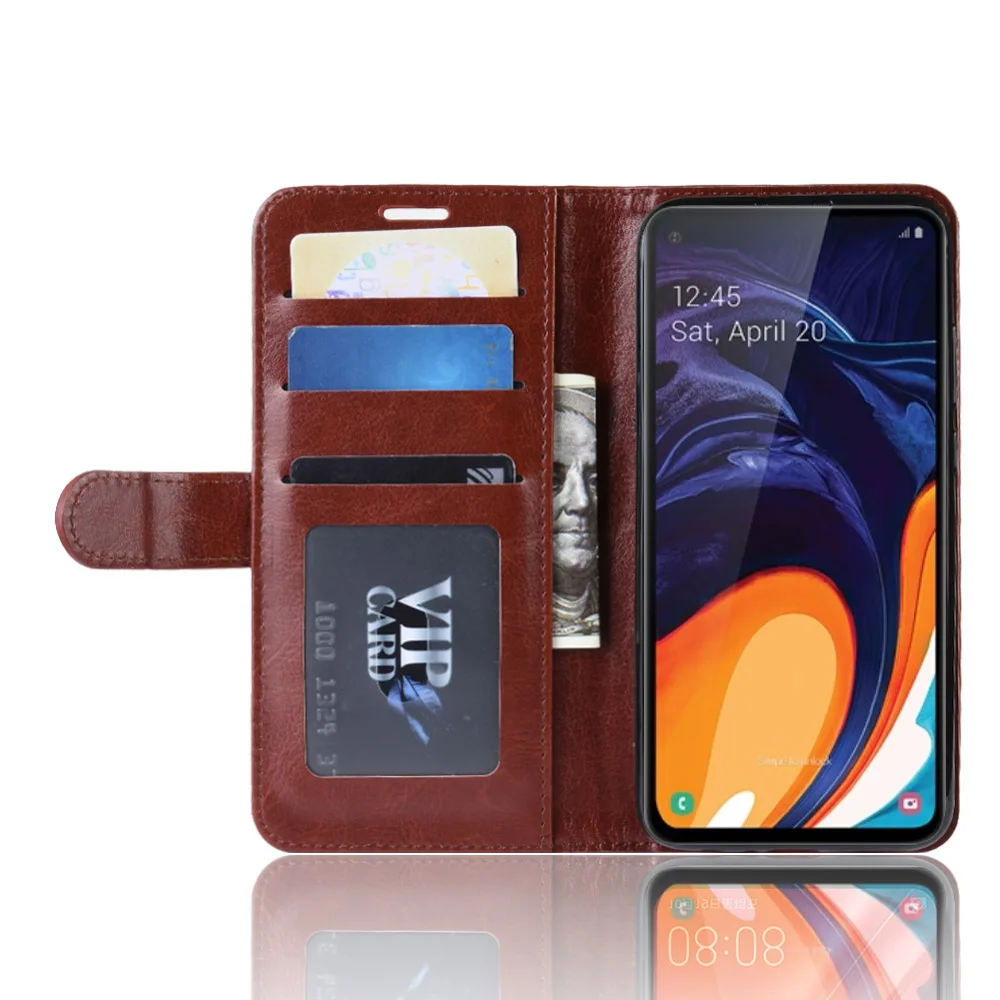 HUDOSSEN For Samsung Galaxy A60 A606F Case Luxury PU Leather Back Cover Coque For Samsung Galaxy A60 Case Flip Protective Bags