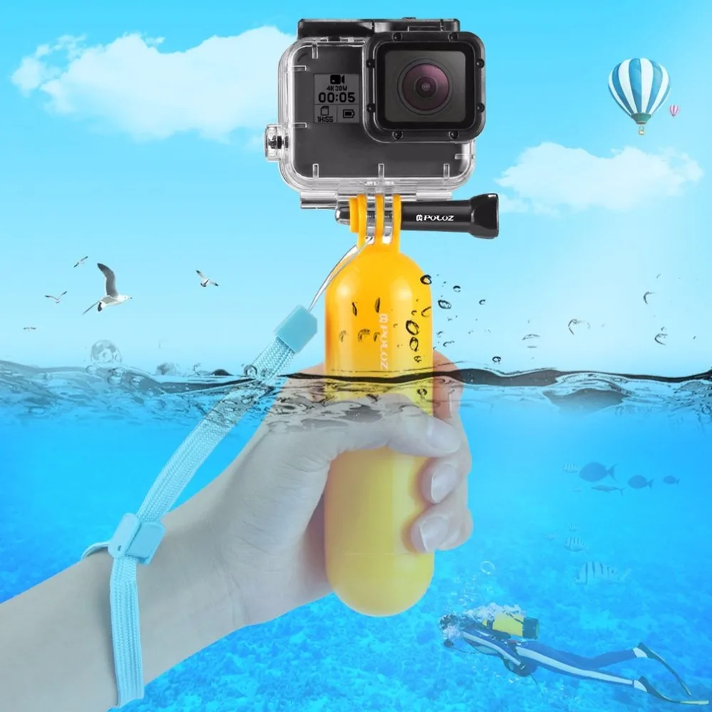 PULUZ подводная камера плавающая палка плавучие рукоятка держатель с регулируемым ремешком на запястье для Спортивная камера GoPro