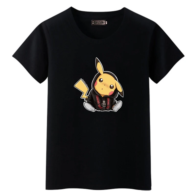 Игры "Покемон го" Для мужчин футболка модные Пикачу топы с принтом в стиле Пикачу Harajuku в стиле хип-хоп футболки короткий рукав Hipster комиксов Тройник - Цвет: 126 black