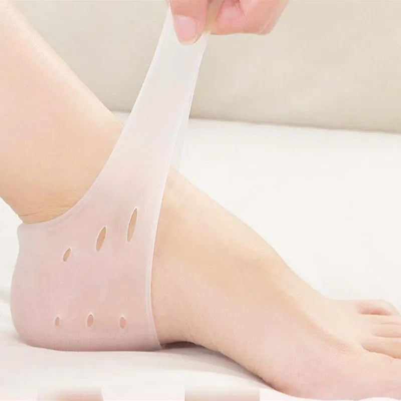 

Brand New arriver feet care socks 2PCS New Silicone Moisturizing Gel Heel Socks with hole Cracked Foot Skin Care Protectors