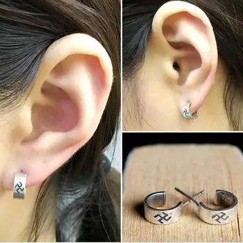 

New Vintage Design Second World War 1939 Gothic Punk Real 925 Sterling Silver Earrings Unisex Hiphop Rock Jewelry Accessories