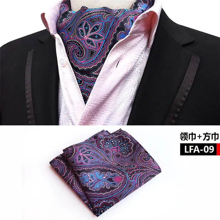 head scarf men 2 Pcs/Set Luxury Men Formal Scarf Set Jacquard Woven Paisley Scarves with Handkerchief Sets for Wedding Party mens navy scarf Scarves