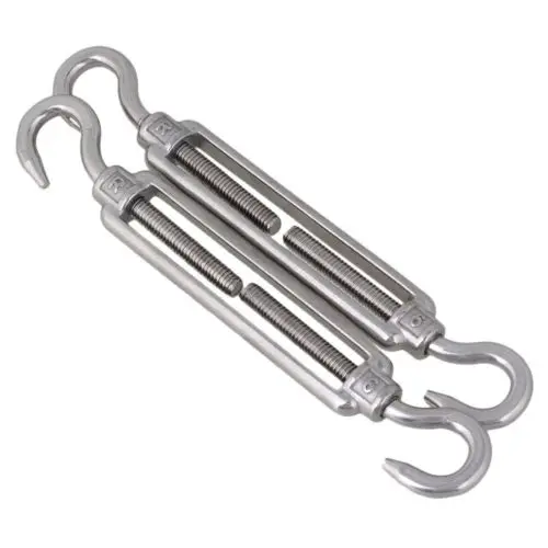 304 Stainless Steel European Style Hook M6 Turnbuckles Adjustable Wire Rope 2Pcsin Hooks from