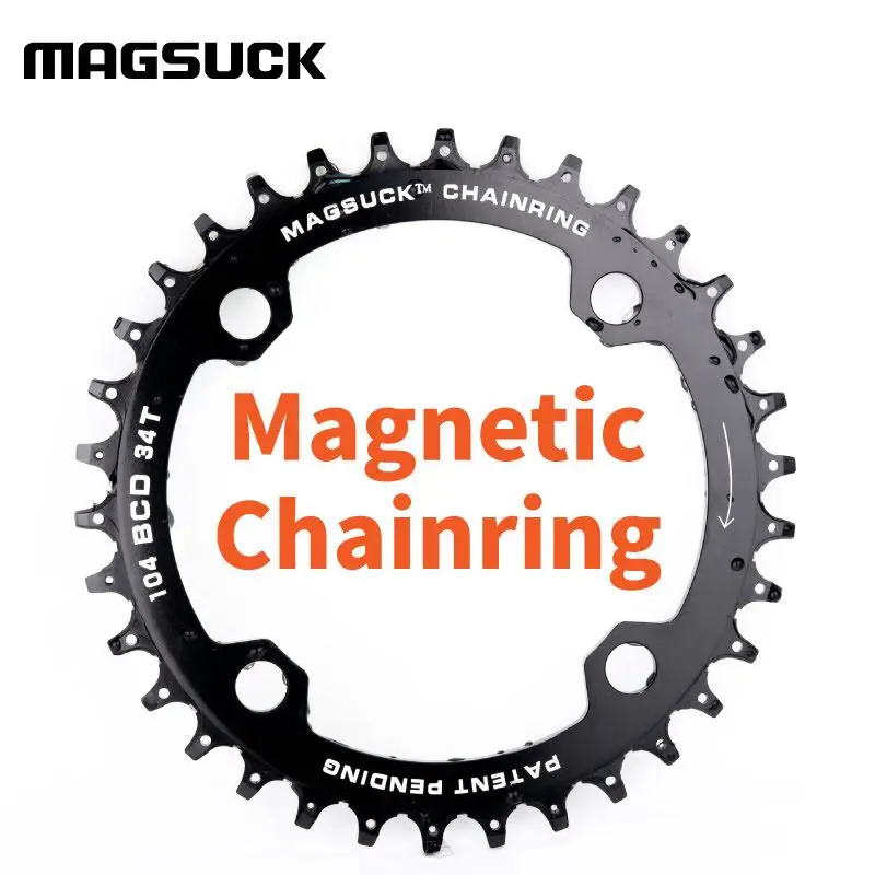 Magsuck, зубная пластина для горного велосипеда, супер сильная Магнитная сила, стабильная цепь, дизайн BCD104, 34 T, 10/11 скоростей, велосипедная кривошипная звездочка
