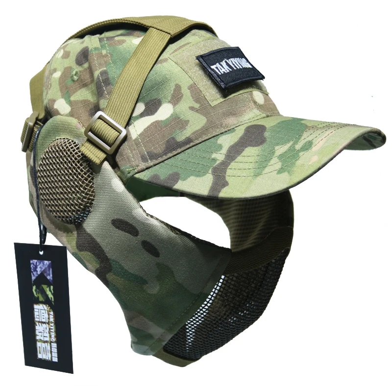 Free Shipping  TAK YIYING Tactical Foldable Mesh Mask With Ear Protection With Cap for Airsoft Paintball Mask