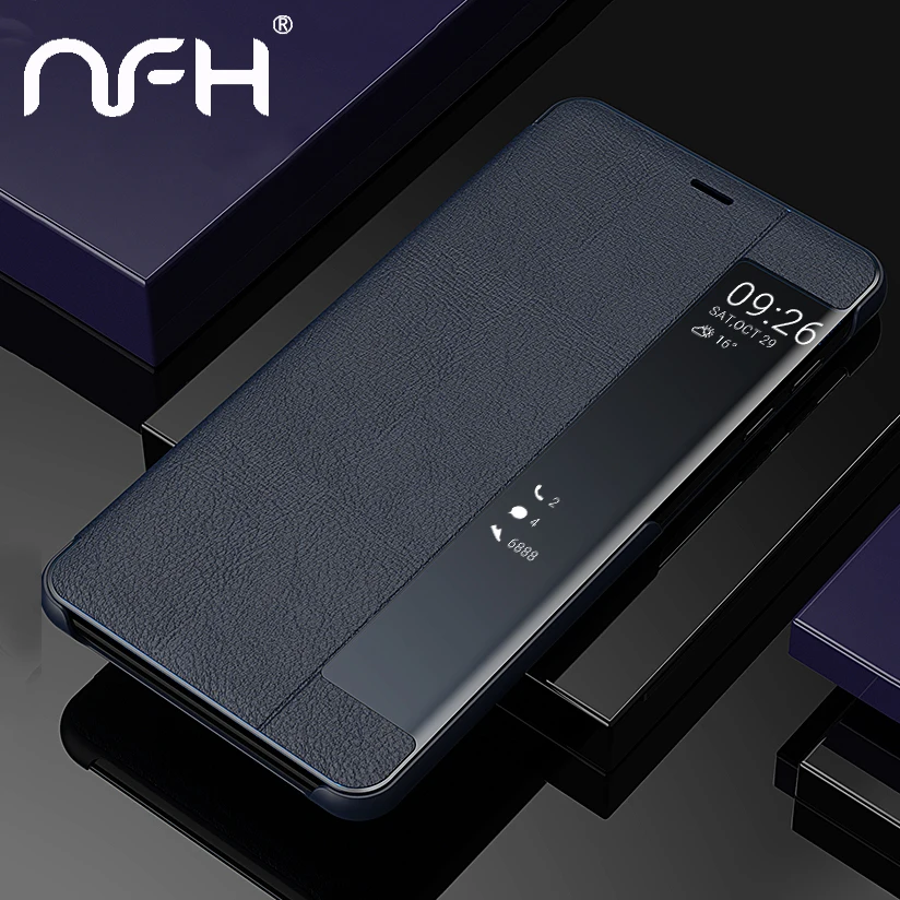 

Smart Front Window View Leather Flip Case For samsung galaxy Note 9 8 J4 J6 A7 A9 s10 plus s10lite s8 s9 plus case Coque Cover
