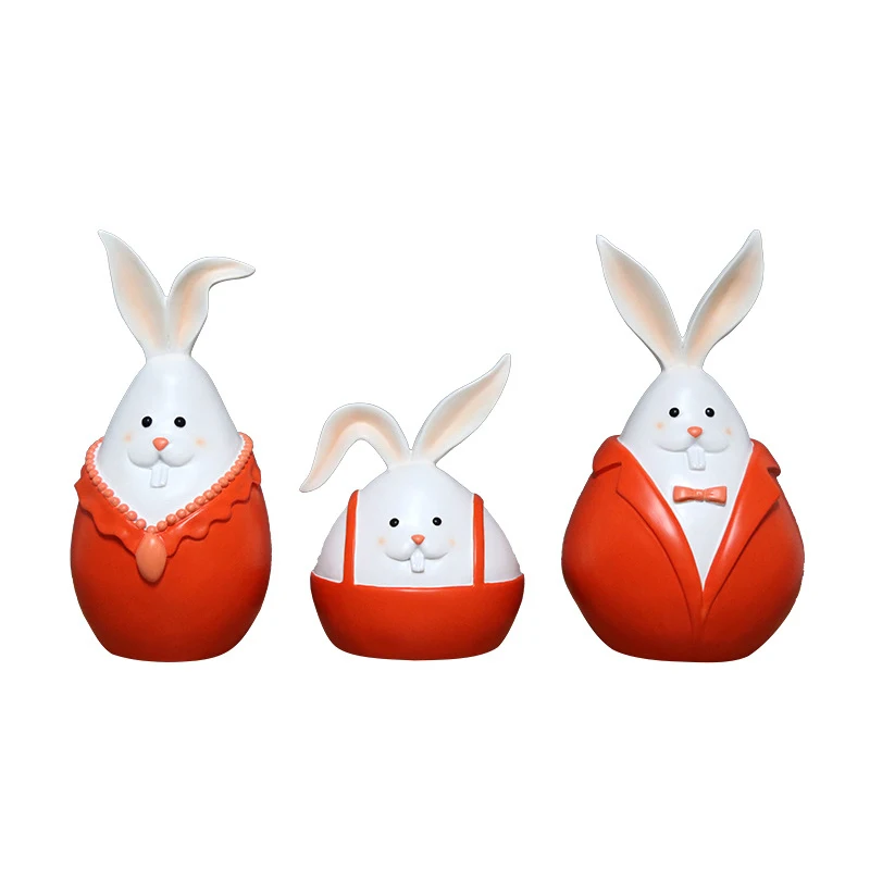 

3pcs/Set Resin Rabbit Family Figurines Miniatures Lovely Ornament Home Decor Creative Animal Crafts Home Decor Birthday Gift Toy