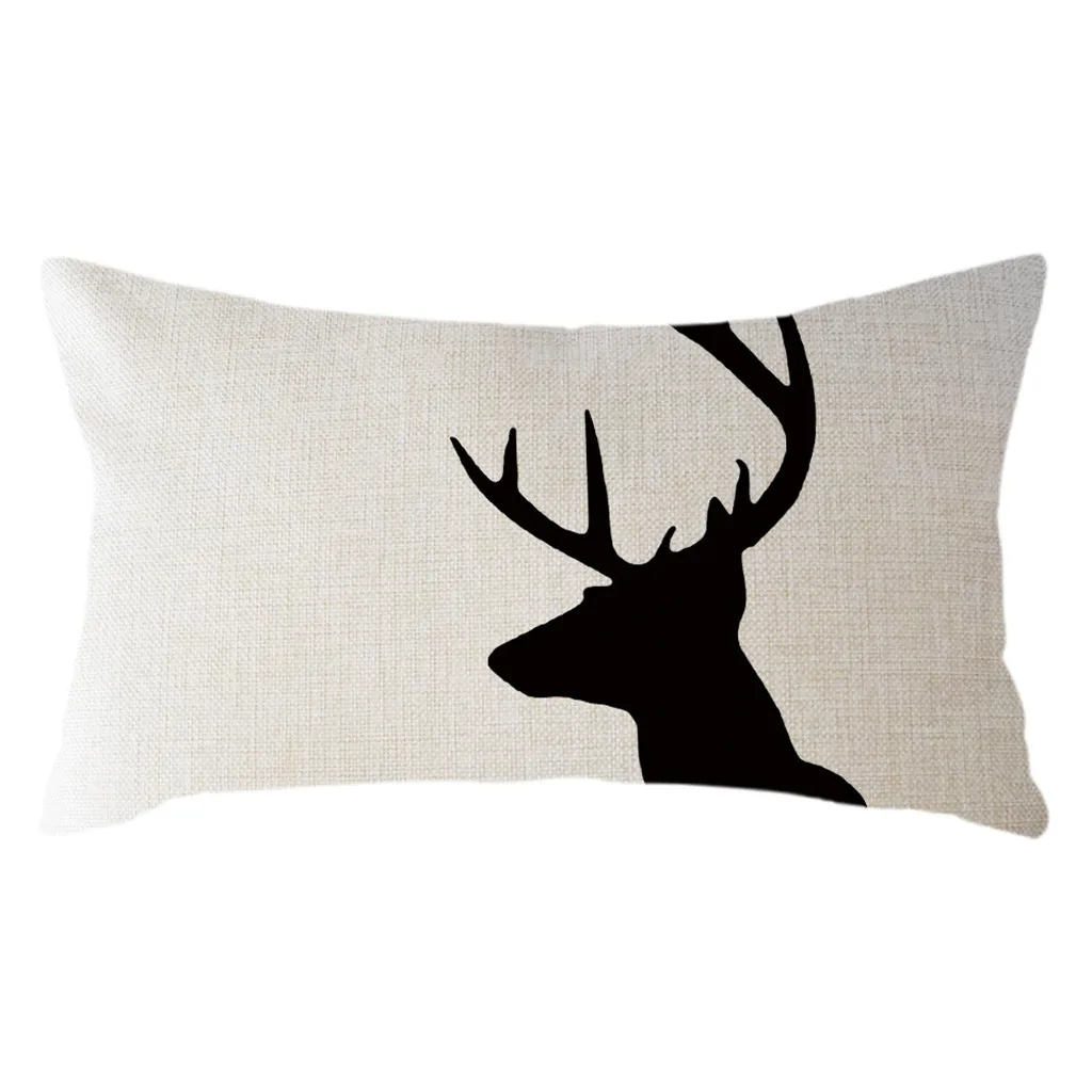 Подушка в скандинавском стиле, декоративная наволочка, олень, серый, черный, диванные подушки, чехол с геометрическим рисунком, наволочка для дивана 30 см x 50 см