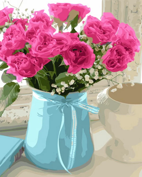 

Frameless picture oil painting by numbers wall decor diy painting on canvas for home decor 4050 pink rose