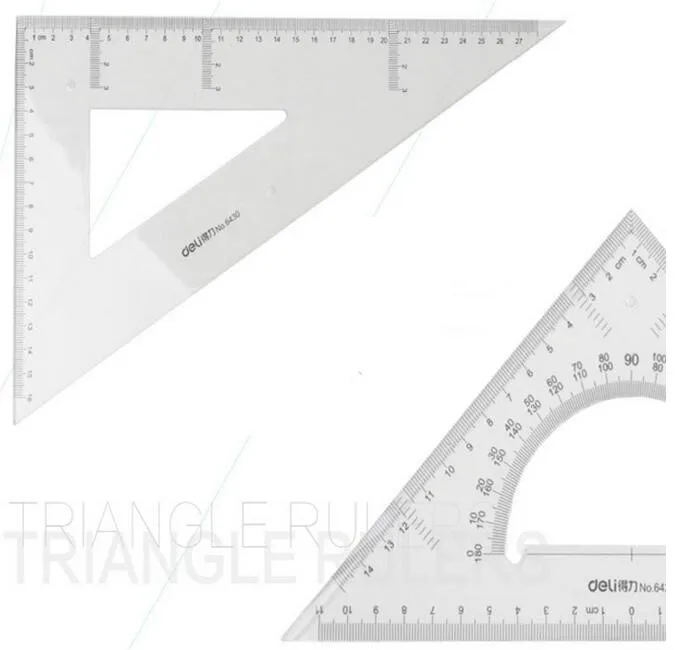 DELI 6430, Высококачественная пластиковая линейка, Студенческая линейка для рисования, треугольная линейка с транспортиром, 30 см, школьная линейка, правила Rega, бумажная линейка
