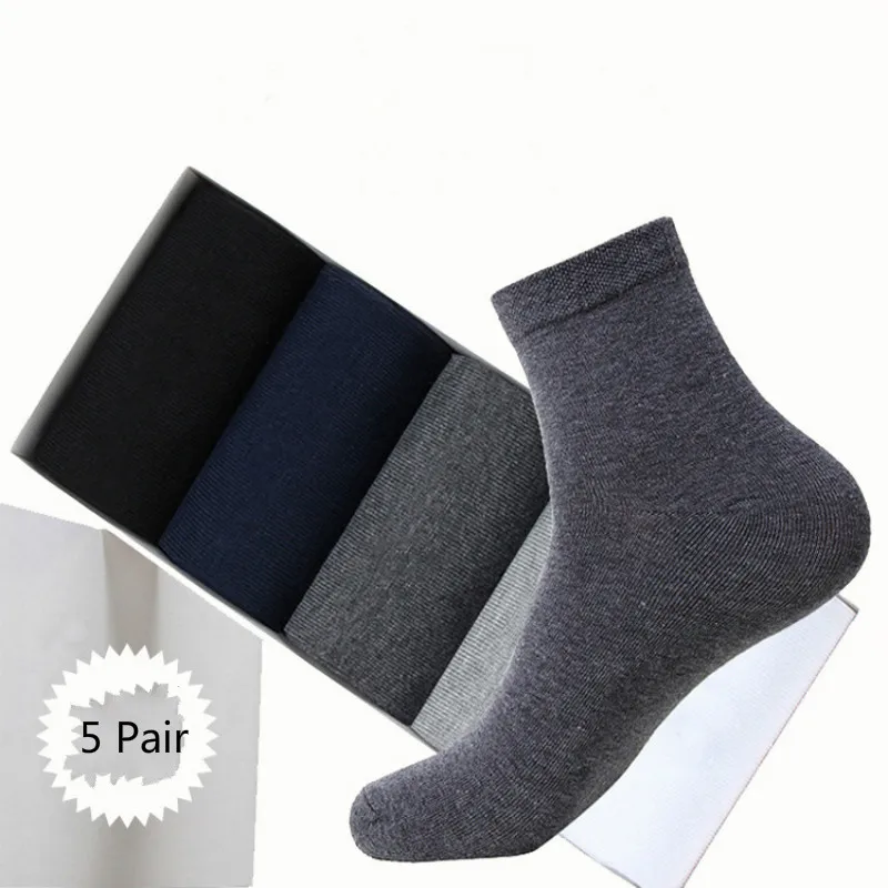 

5 Pairs Autumn Businness Socks Men Solid Crew Socks Cotton Casual Summer Excellent Quality Breathable Classical Male Sock