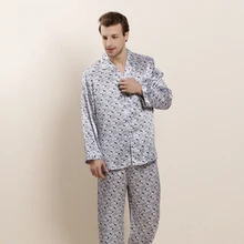 CEARPION элегантные мужские весенние пижамы с длинными рукавами костюм шелк 2 шт рубашка+ брюки пижамы Повседневная Домашняя одежда ночная одежда