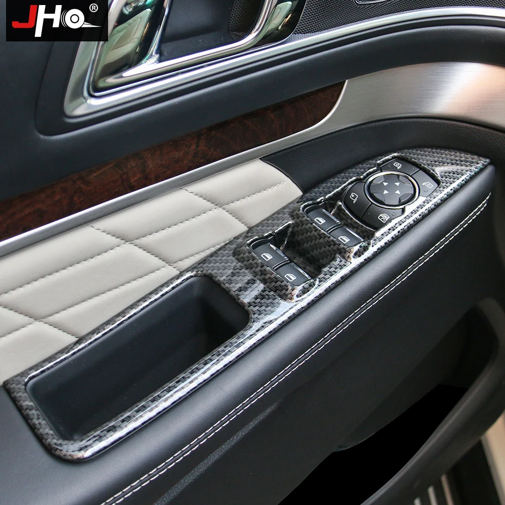 JHO оконный стеклоподъемник переключатель панель Крышка Накладка для Ford Explorer ABS углеродного волокна зерна автомобиля аксессуары для укладки