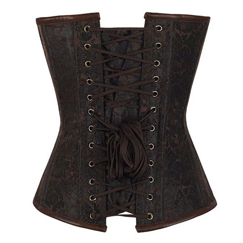 Women's Gothic Clothing Brown Buckle Steampunk Corset With Chains Sexy Slimming Belt Waist Trainer Corsets Overbust  (3)