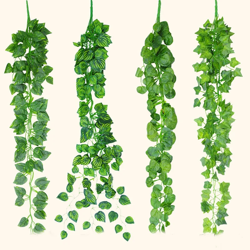 Artificial Leaf Garland Plants Wall Hanging Ivy Vine Green Radish