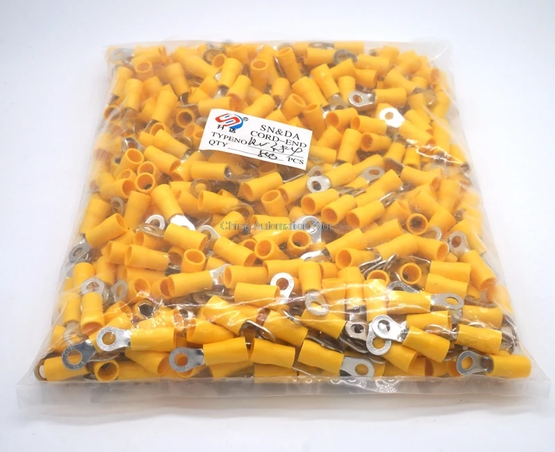 

500pcs/pack RV3.5-4 Circular Pre Insulated Ring Terminals Cable Wire Connectors Electrical Crimp Round shape Cold Terminals