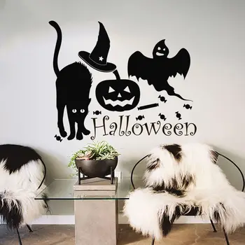 

Halloween Wall Decals Witch Pumpkin Decal Vinyl Cat Sticker Kids Nursery
