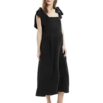 

2019 vetement femme Sexy women Pregnant maternity clothes dress Camisole Bow Bandage Pure Color Sleeveless Dress ropa de mujer
