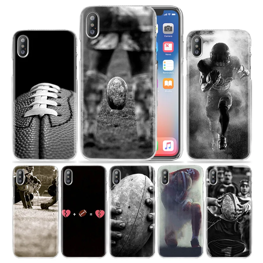 

Rugby Ball Sport Case for iPhone XS Max XR X 10 7 7S 8 6 6S Plus 5S SE 5 4S 4 5C Luxury Clear Hard PC Plastic Phone Cover Coque