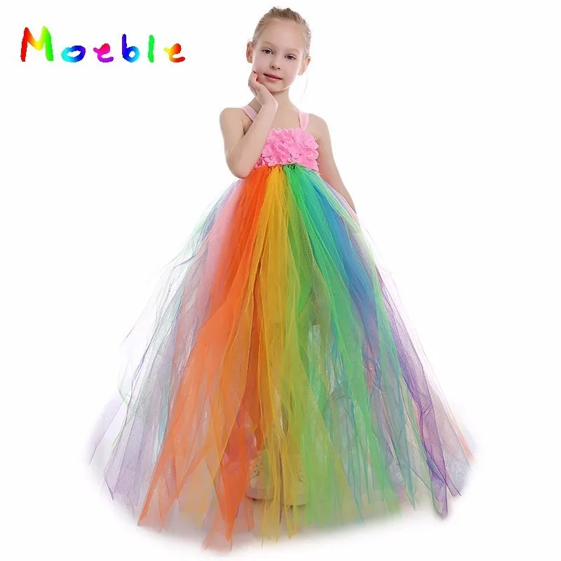 Радужное платье для девочки - 88 фото