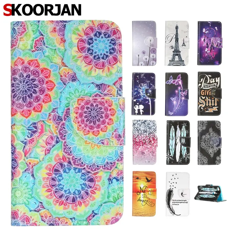 Для Coque Huawei Y5 2017 чехол Цветочный принт Флип Бумажник Стенд кожаный телефона для