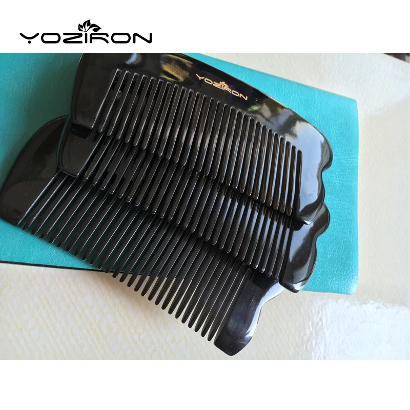 YOZIRON ручной работы черный рог буйвола утолщаются массажирует голову расчески для