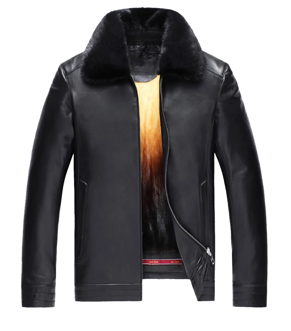 Pánská kožená bunda s podšívkou a podšívkou Pánská kožená bunda s podšívkou a podšívkou s krátkým oděvem TJ17