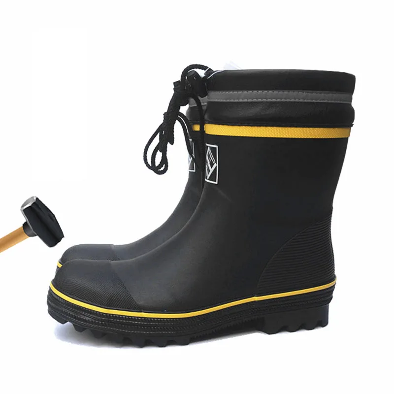 

Steel toe cap safety waterproof shoes safety rain boots stab-resistant anti-smash rubber rain boots in the tube rain boots