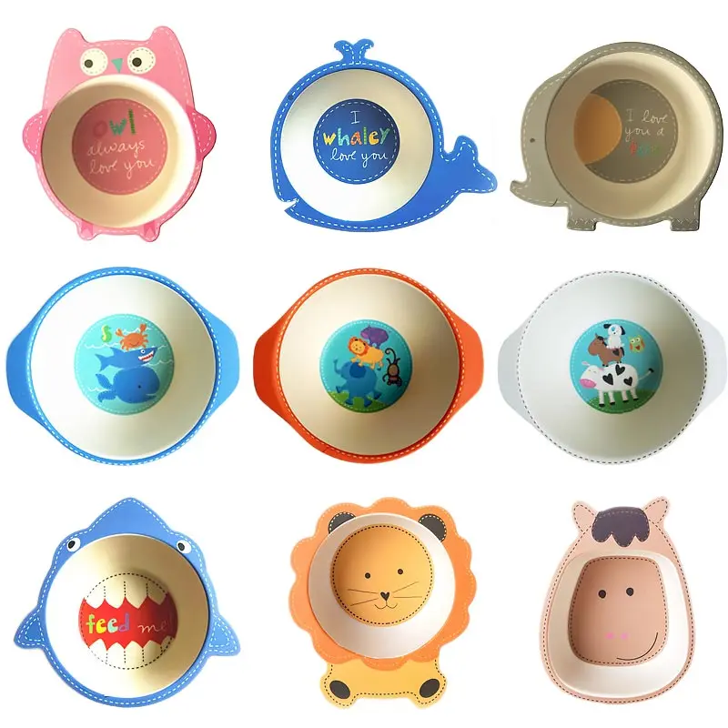 Natural-Bamboo-Fiber-Bowls-Cute-Cartoon-Baby-Dishes-Baby-Feeding-Tableware-Children-Infant-Toddler-Portable-Environmental