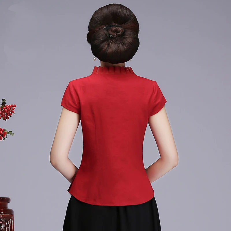 Элегантная женская деловая рубашка с цветочным принтом, Китайская традиционная одежда, темперамент, благородные женские вечерние блузки, Размеры M, L, XL, XXL, 3XL