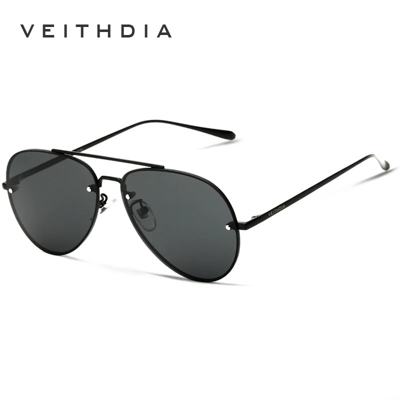 Солнцезащитные очки унисекс VEITHDIA, брендовые модные очки без оправы с поляризационными стеклами и зеркальным покрытием, для мужчин и женщин, модель 3811