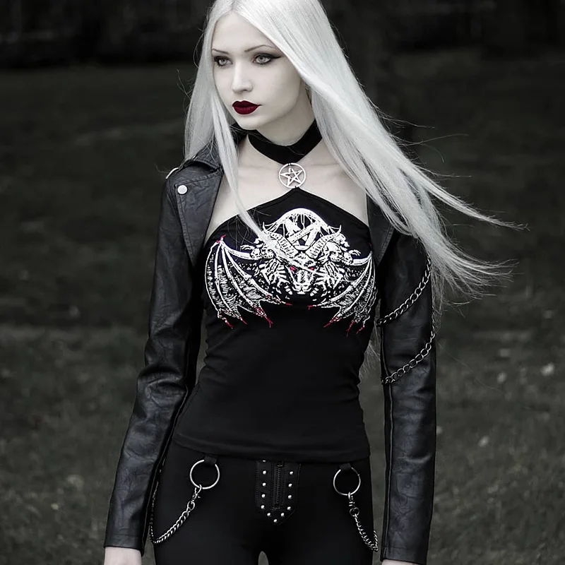 

Liser New Arrival Personality Women Gothic Tops Fashion Printing Punk Vest Summer Streetweat Sexy Vest