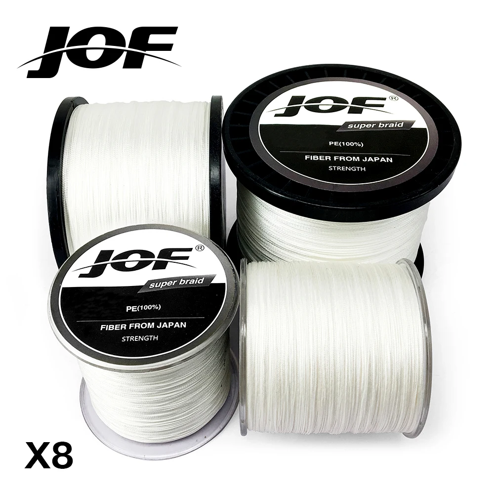 JOF рыболовная леска 100 м 150 300 500 1000 12lb 78lb PE Белый Плетеный 8 нитей океанская пляжная
