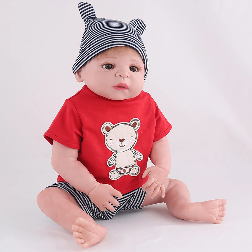 Npkdoll 55 см мягкие силиконовые выполните Reborn Куклы маленьких Реалистичная кукла реборн 22 дюймов полный винил Boneca Bebe Кукла реборн для Обувь для девочек