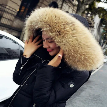 

Fashion Fur Collar Unisex Woman Man Winter Warm Scarf Parkas Jacker Hood Scarves Fox Trim Of Down Coat Raccoon Strip/Hooded