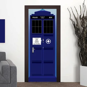 

77X200cm 3D Pvc Waterproof Door Stickers Police Department Wall Stickers Diy Mural Decor Poster Bedroom Home Decoration