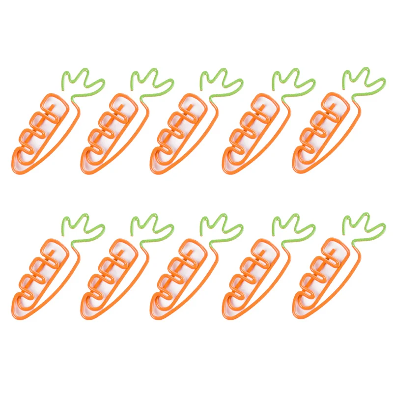 10 шт./партия креативные кавайные металлические скрепки в форме моркови, закладки, канцелярские товары, школьные офисные принадлежности