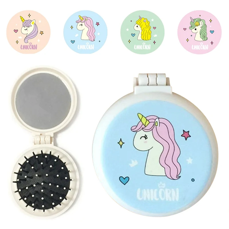 

1 Pc New Makeup Comb Hair Brush Pro Styling Tool Portable Mini Folding Comb Airbag Massage Round Travel Hair Brush With Mirror