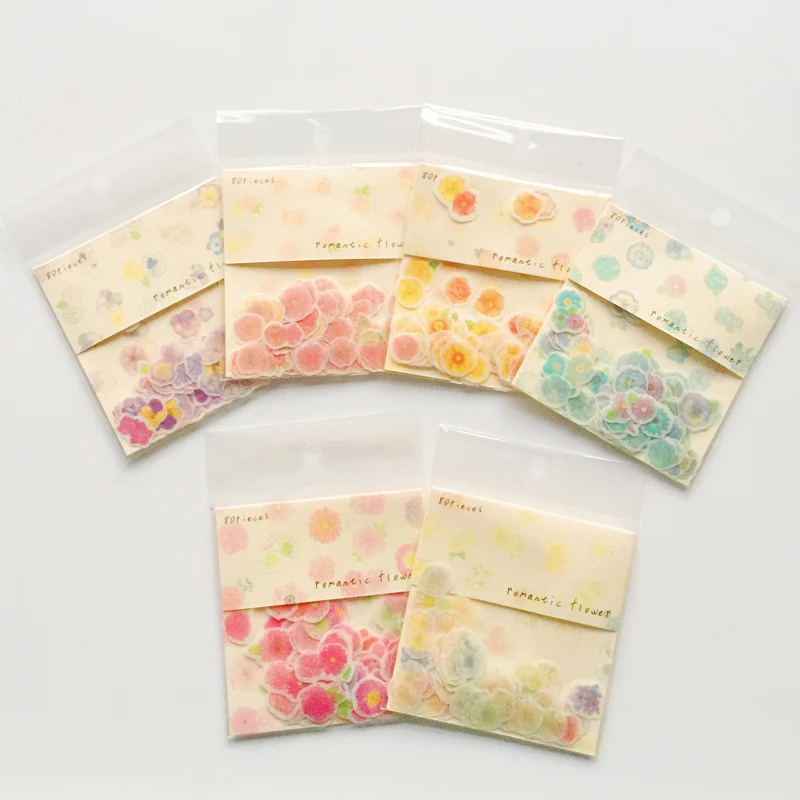 

80pcs /Pack Romantic Flowers Mini Adhesive Stickers Decorative Diary Album Hand Account Decor Stationery Stickers