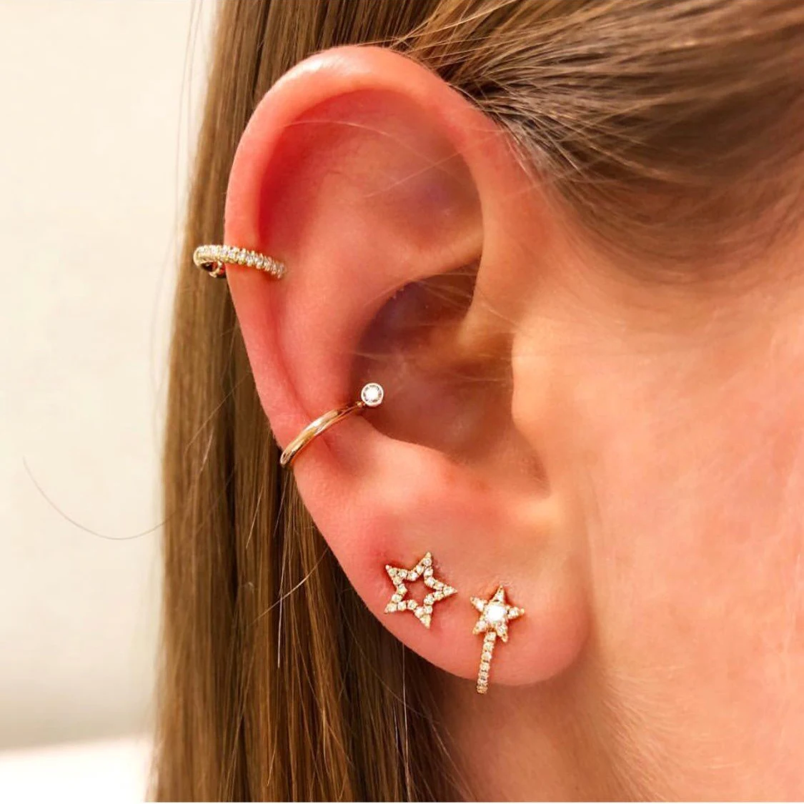 

mimimal cute star charm earring for girl Women's Small Star J Ear Bones Ear Buckle Mini Earrings delicate simple cubic zirconia