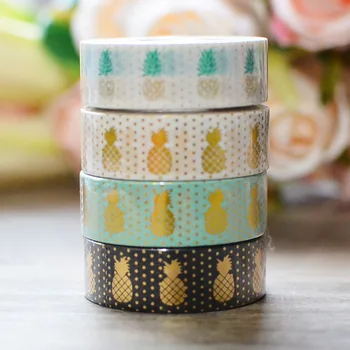 

Decorative Paper Washi Tape Gold Foil Pineapple Papeleria DIY Craft Scrapbooking Tool Cinta Adhesiva Decorativa Masking Tape