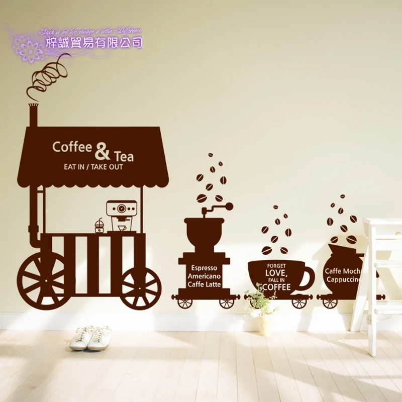 

DCTAL Coffee Sticker Dining Car Decal Cafe Poster Vinyl Art Wall Decals Pegatina Quadro Parede Decor Mural Coffee Sticker