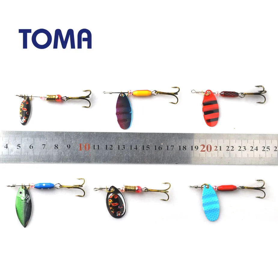 TOMA Hot 30pcs/lot Spinners Fishing Lure Kits Mixed color/Size/Weight Metal  Spoon Lures Hard Spinnerbait Fishing Tackle