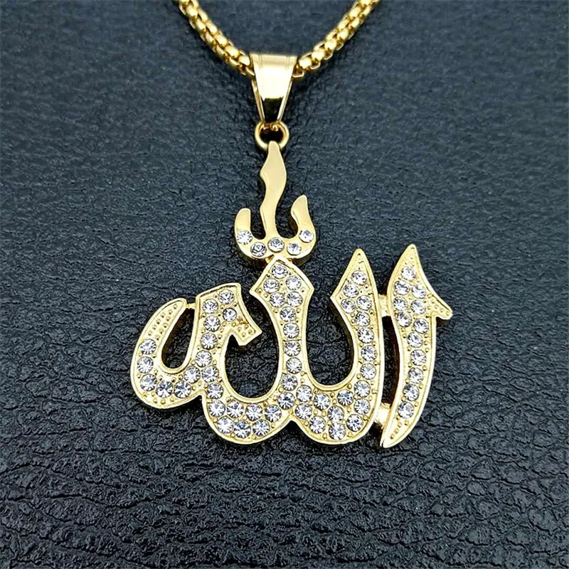 Прямая поставка хип хоп Iced Out Bling исламский Бог подвески ожерелья для женщин и